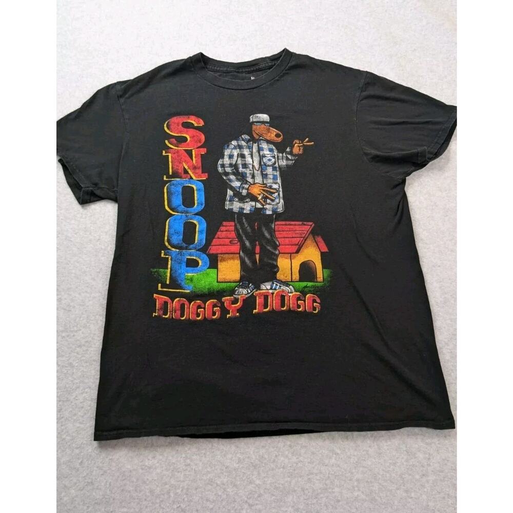 Snoop Doggy Dogg Joe Cool Mens MED Black Graphic T-Shirt Hip Hop Tha Dogg Cotton